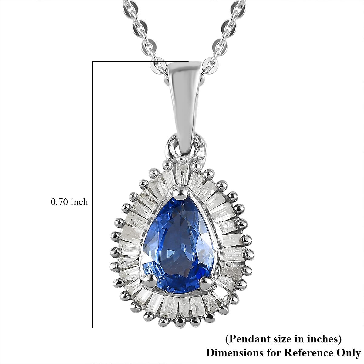 Ceylon Blue Sapphire and Diamond Halo Pendant Necklace 20 Inches in Platinum Over Sterling Silver 1.00 ctw image number 5