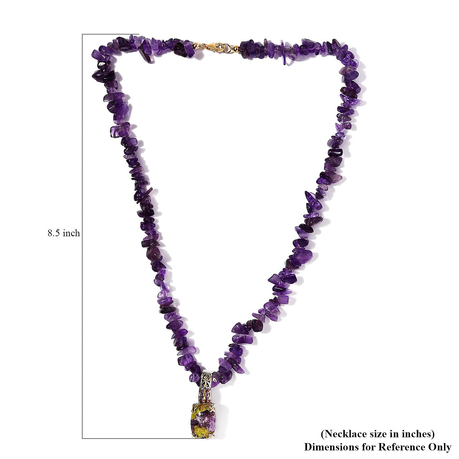Tasmanian Stichtite and Amethyst Pendant Necklace 20 Inches in Vermeil YG and Platinum Over Sterling Silver 90.00 ctw