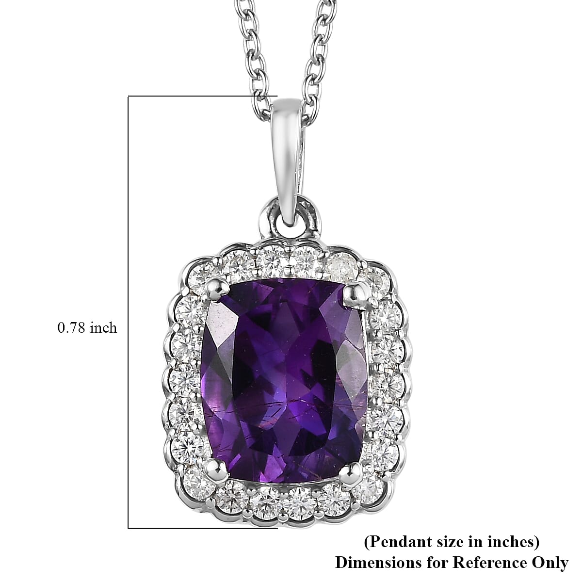 Premium Moroccan Amethyst and Moissanite Halo Pendant Necklace 20 Inches in Platinum Over Sterling Silver 3.40 ctw image number 6