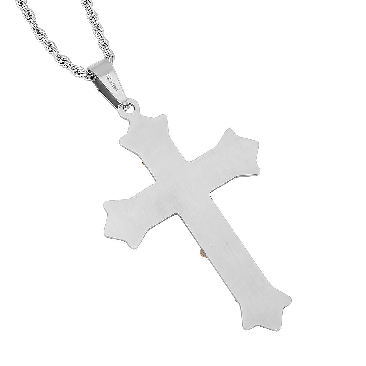 Men's Cross Pendant Necklace (24 Inches) in ION Plated YG and Stainless Steel , Tarnish-Free, Waterproof, Sweat Proof Jewelry image number 3