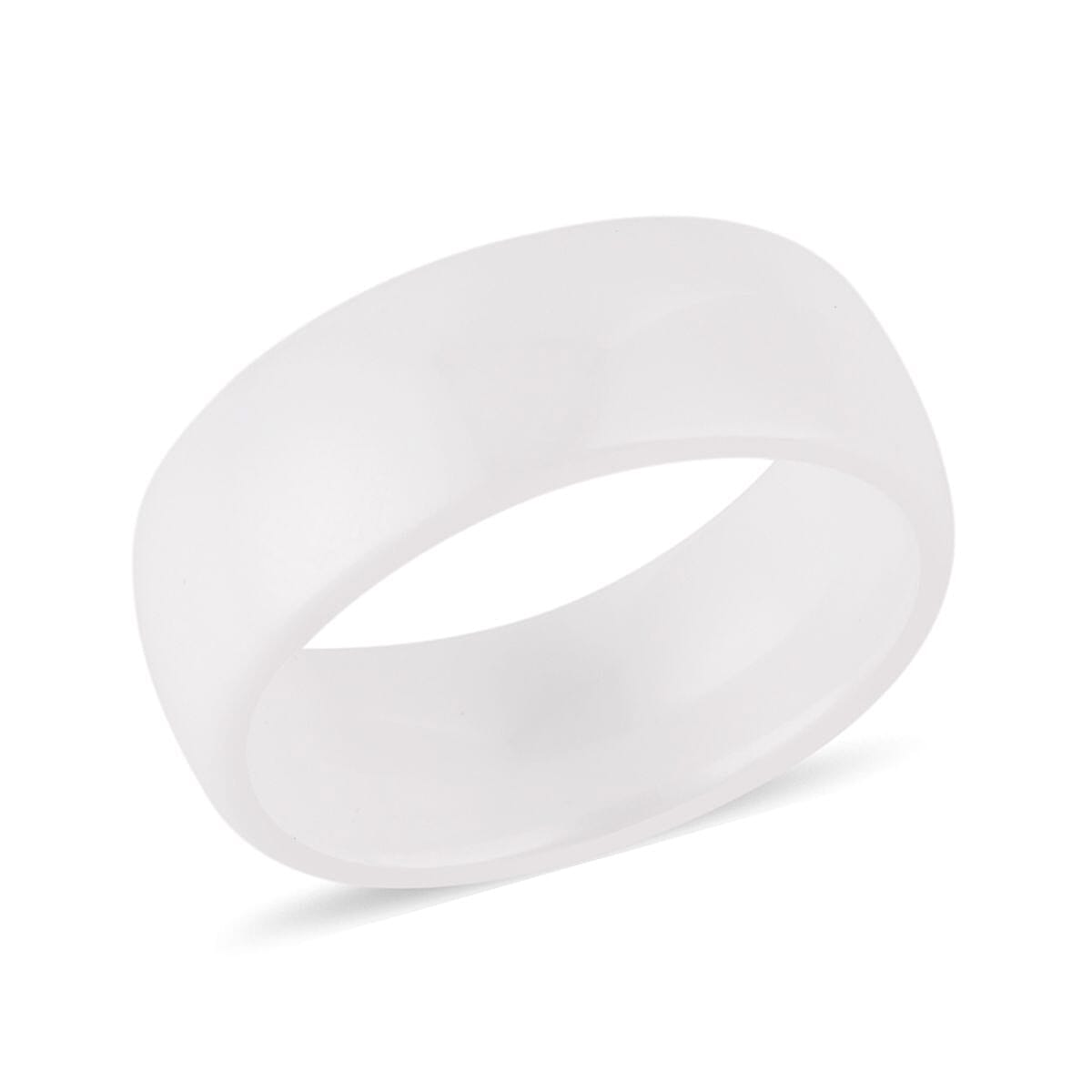 White Color Ceramic Men's Band Ring (Size 8.0) and Cross Pendant Necklace (24 Inches) in Stainless Steel | Tarnish-Free, Waterproof, Sweat Proof Jewelry image number 2