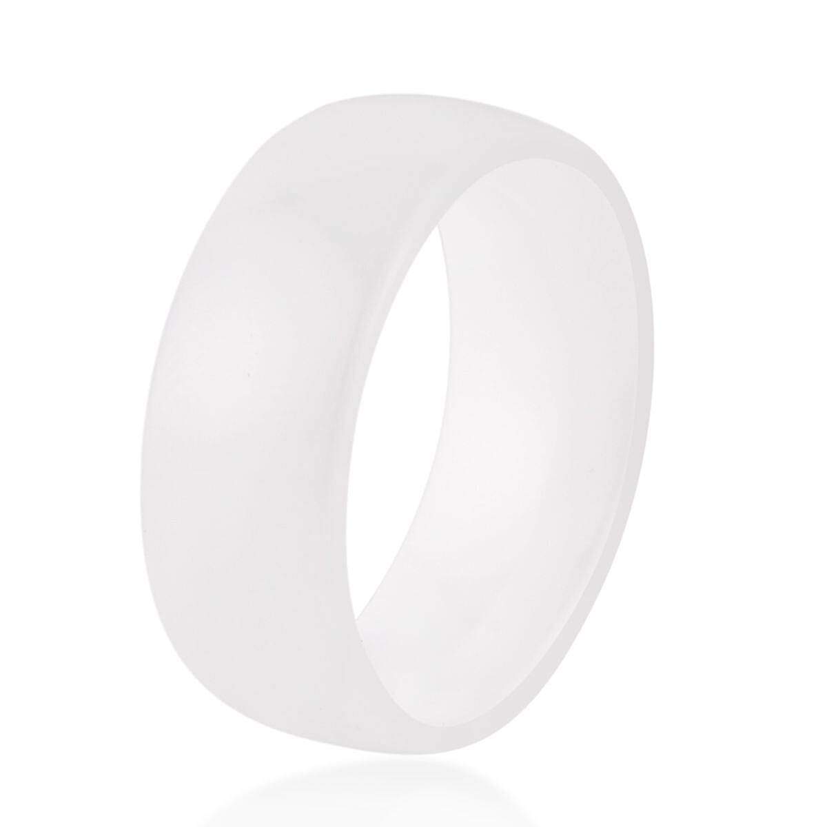 White Color Ceramic Men's Band Ring (Size 8.0) and Cross Pendant Necklace (24 Inches) in Stainless Steel | Tarnish-Free, Waterproof, Sweat Proof Jewelry image number 3