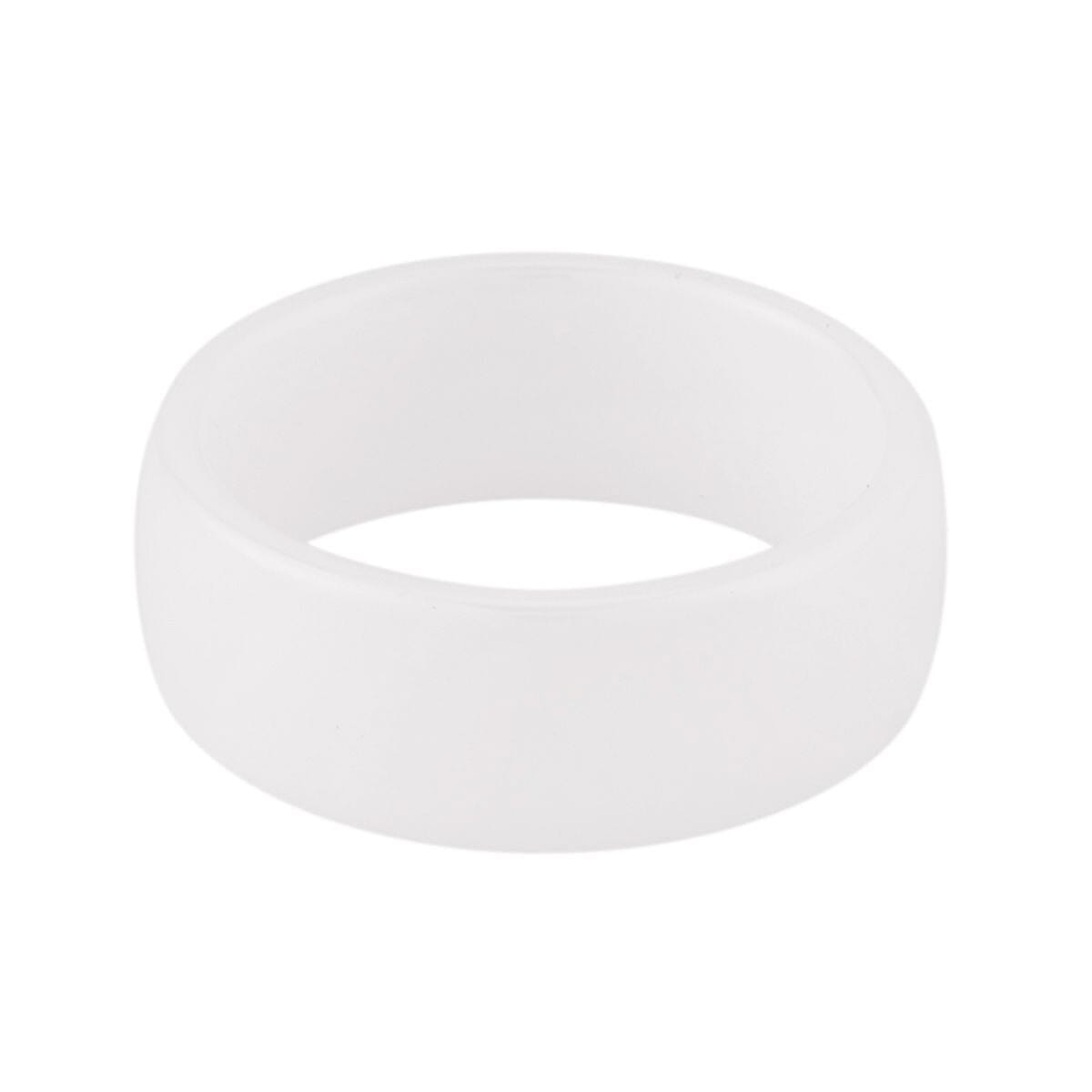 White Color Ceramic Men's Band Ring (Size 8.0) and Cross Pendant Necklace (24 Inches) in Stainless Steel | Tarnish-Free, Waterproof, Sweat Proof Jewelry image number 4