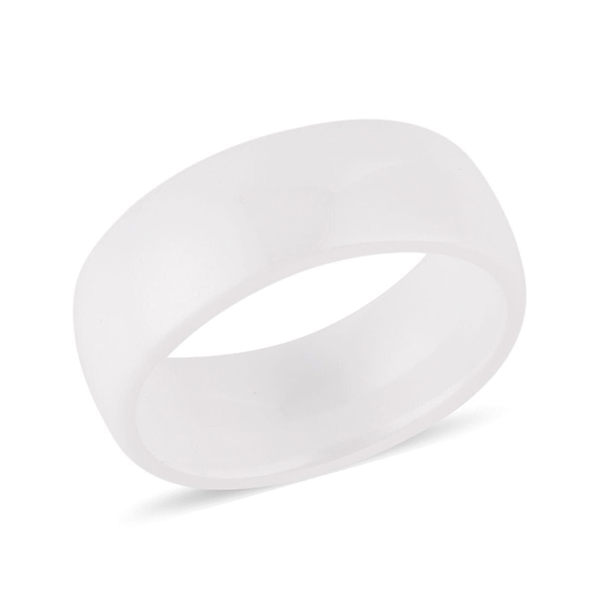 White Color Ceramic Men's Band Ring (Size 10.0) and Cross Pendant Necklace (24 Inches) in Stainless Steel | Tarnish-Free, Waterproof, Sweat Proof Jewelry image number 2