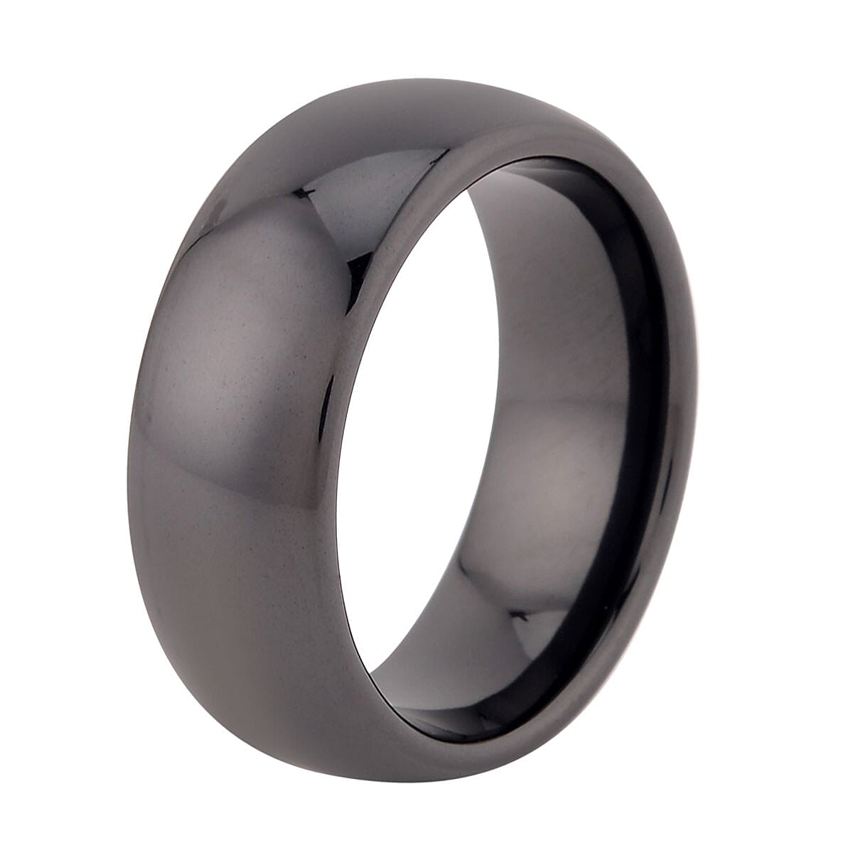 Black Color Ceramic Men's Band Ring (Size 9.0) and Cross Pendant Necklace (24 Inches) in Stainless Steel | Tarnish-Free, Waterproof, Sweat Proof Jewelry image number 3