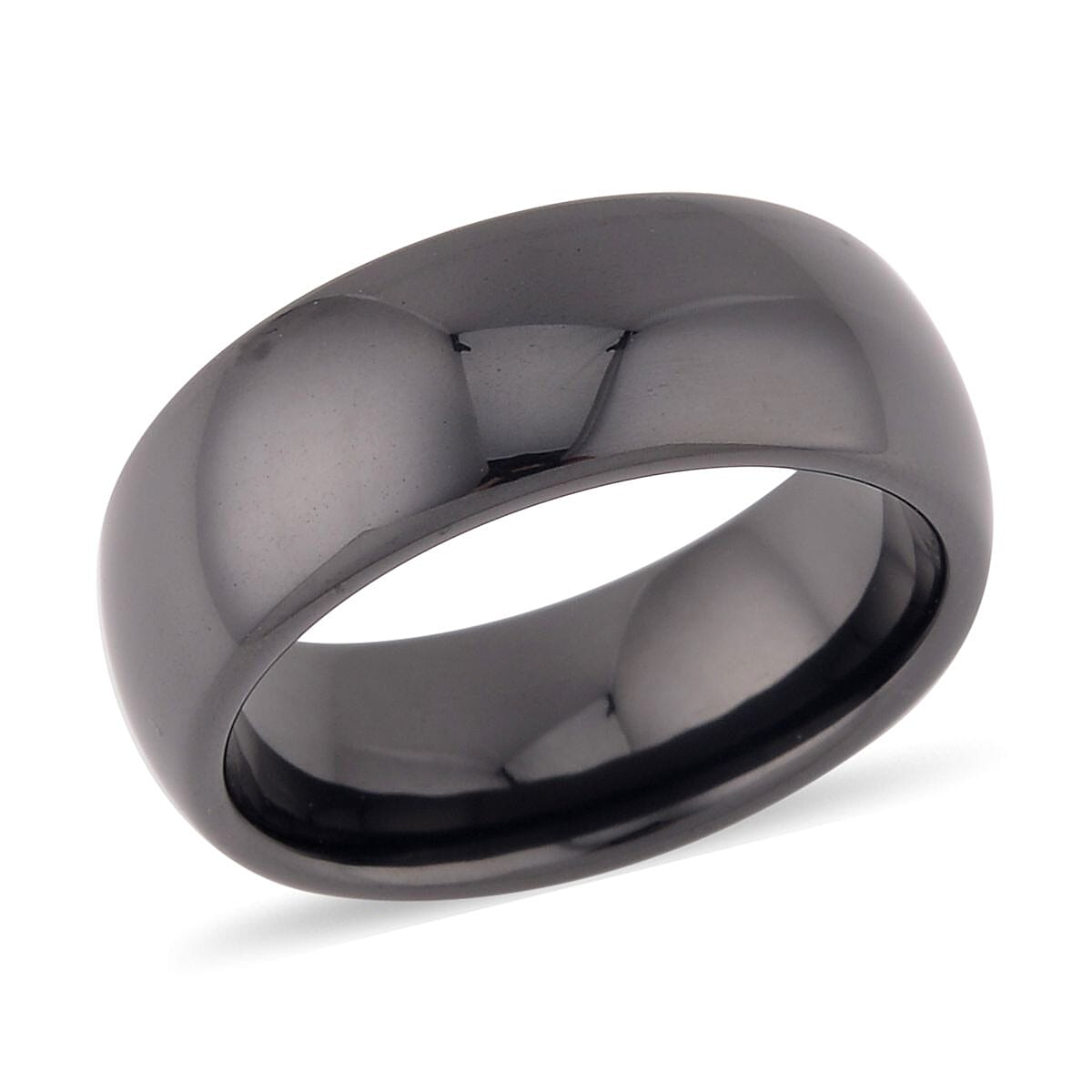 Black Color Ceramic Men's Band Ring (Size 10.0) and Cross Pendant Necklace (24 Inches) in Stainless Steel | Tarnish-Free, Waterproof, Sweat Proof Jewelry image number 2