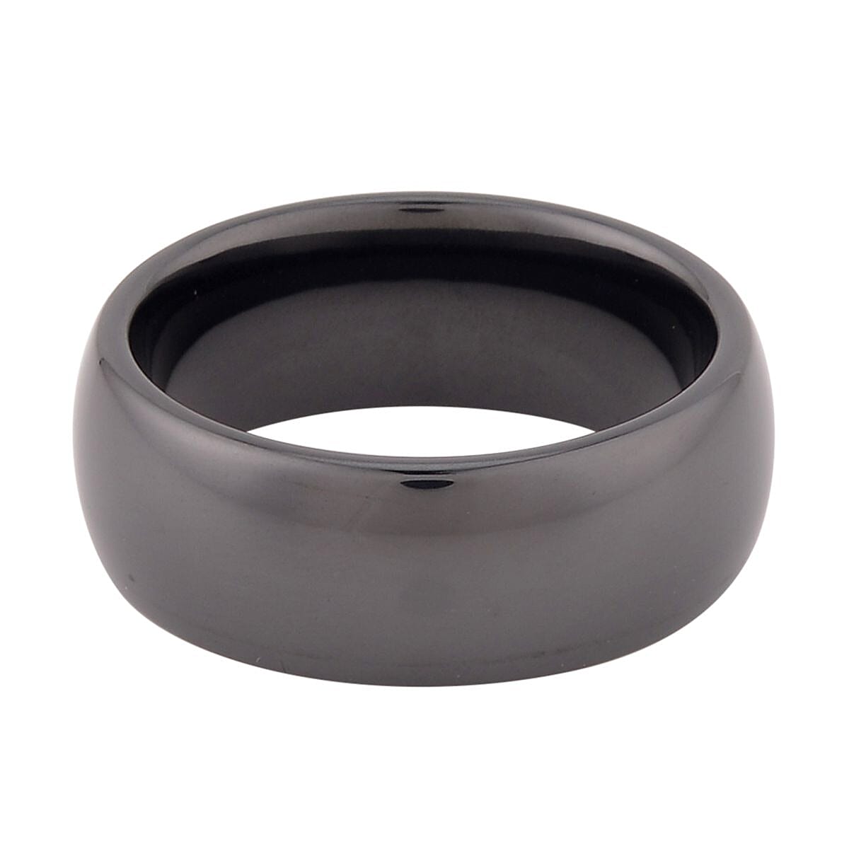 Black Color Ceramic Men's Band Ring (Size 10.0) and Cross Pendant Necklace (24 Inches) in Stainless Steel | Tarnish-Free, Waterproof, Sweat Proof Jewelry image number 4