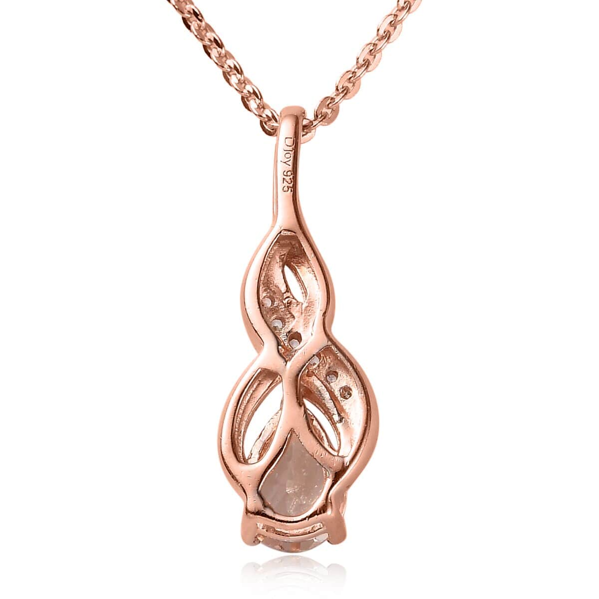 Marropino Morganite and White Zircon Pendant Necklace 20 Inches in Vermeil Rose Gold Over Sterling Silver 0.50 ctw image number 4