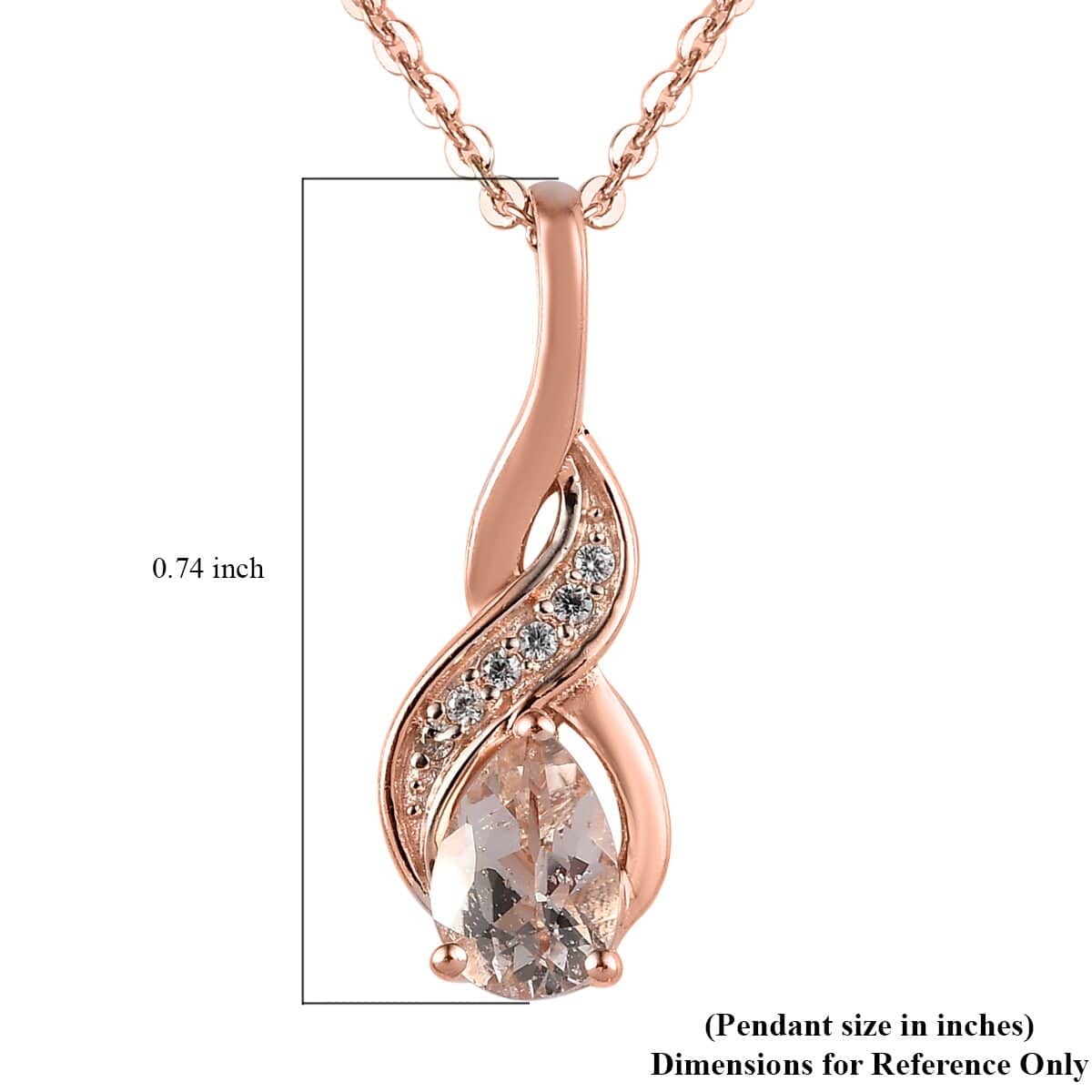Marropino Morganite and White Zircon Pendant Necklace 20 Inches in Vermeil Rose Gold Over Sterling Silver 0.50 ctw image number 6