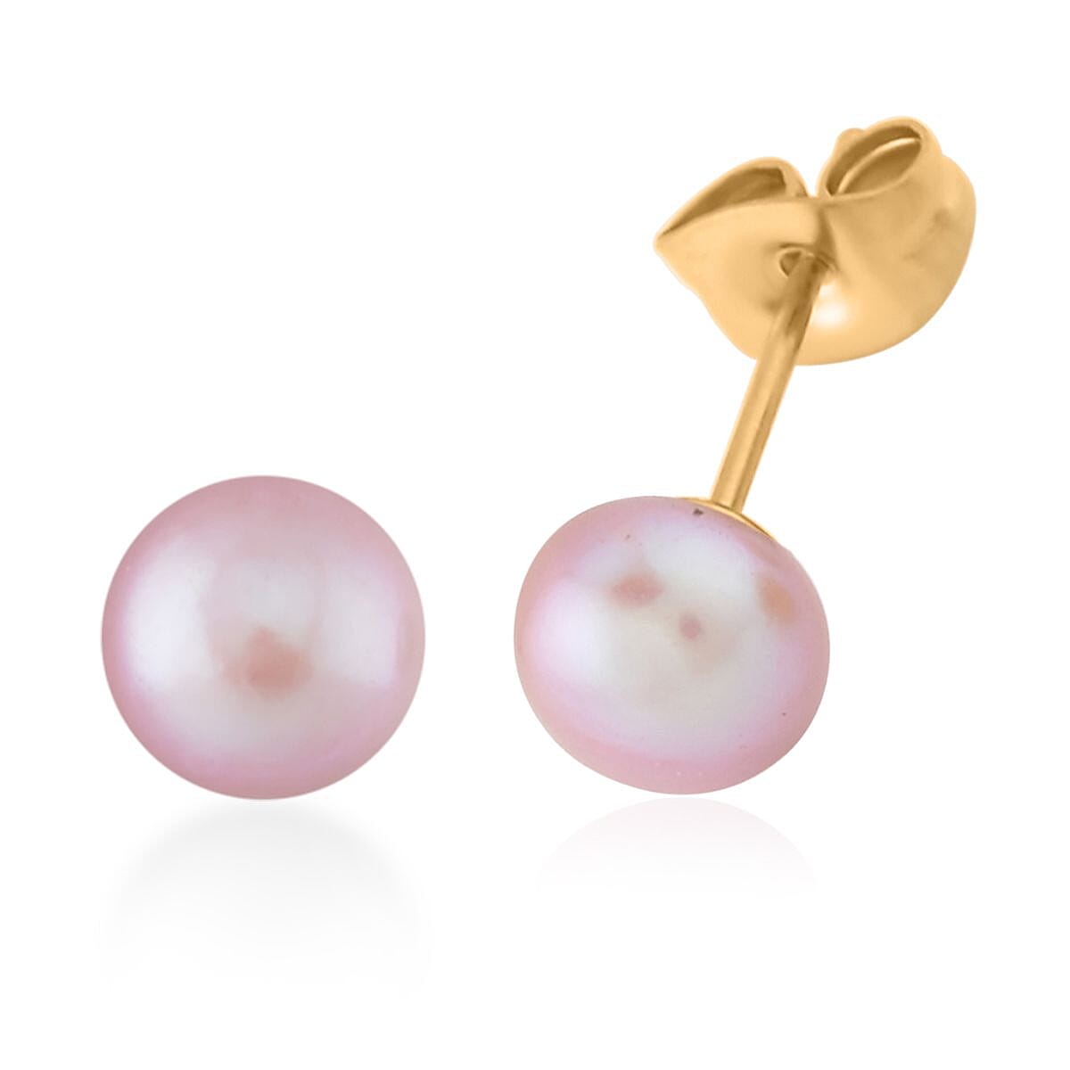 Purple Freshwater Pearl Bangle Bracelet (7 in) and Earrings in Goldtone & ION Plated YG Stainless Steel 2.00 ctw , Tarnish-Free, Waterproof, Sweat Proof Jewelry image number 5