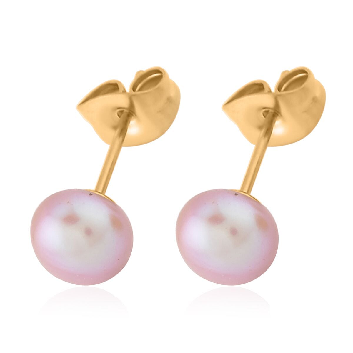 Purple Freshwater Pearl Bangle Bracelet (7 in) and Earrings in Goldtone & ION Plated YG Stainless Steel 2.00 ctw , Tarnish-Free, Waterproof, Sweat Proof Jewelry image number 6