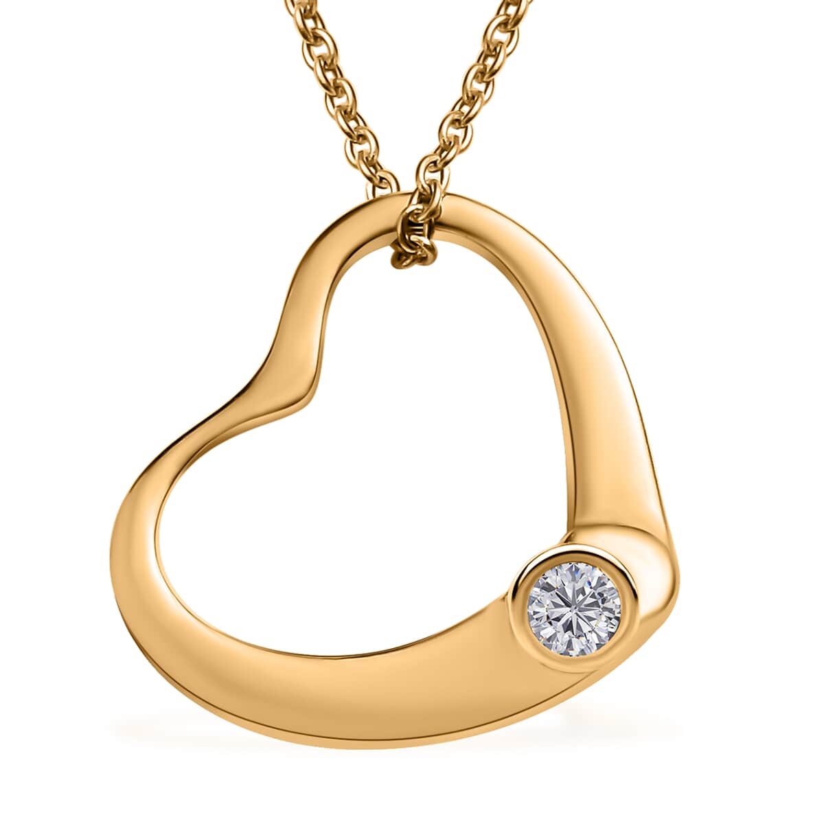 Mother’s Day Gift Luxoro 14K Yellow Gold Diamond Heart Pendant Necklace 18 Inches 0.05 ctw image number 0