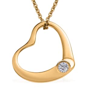 Luxoro 14K Yellow Gold Diamond Heart Pendant Necklace 18 Inches 0.05 ctw