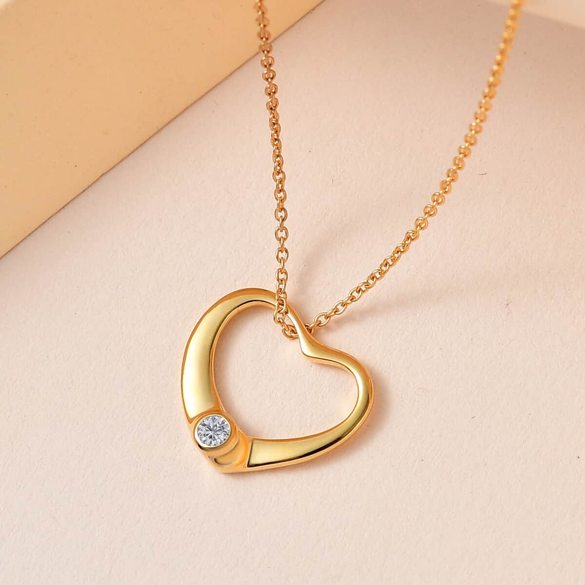 Mother’s Day Gift Luxoro 14K Yellow Gold Diamond Heart Pendant Necklace 18 Inches 0.05 ctw image number 1