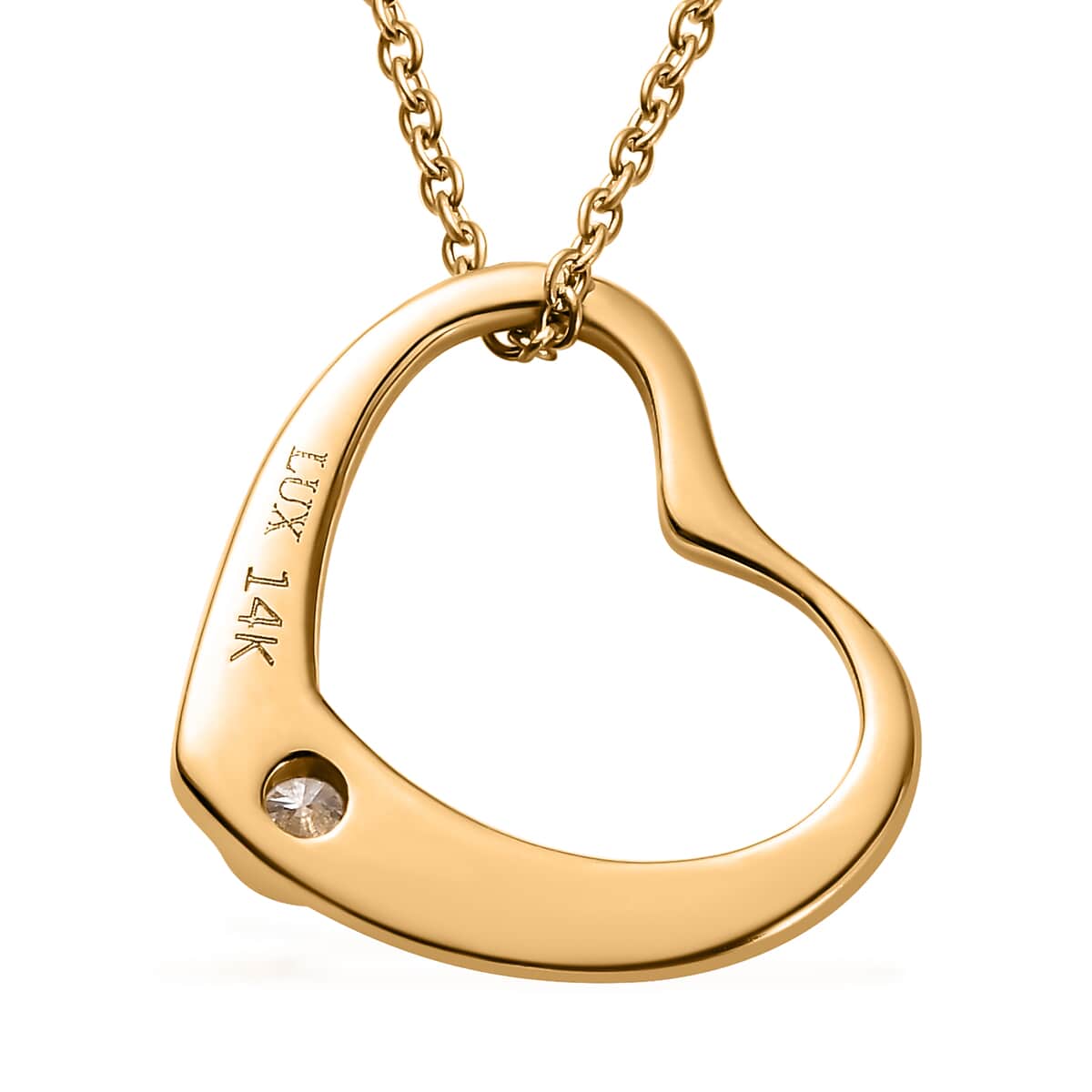 Mother’s Day Gift Luxoro 14K Yellow Gold Diamond Heart Pendant Necklace 18 Inches 0.05 ctw image number 3