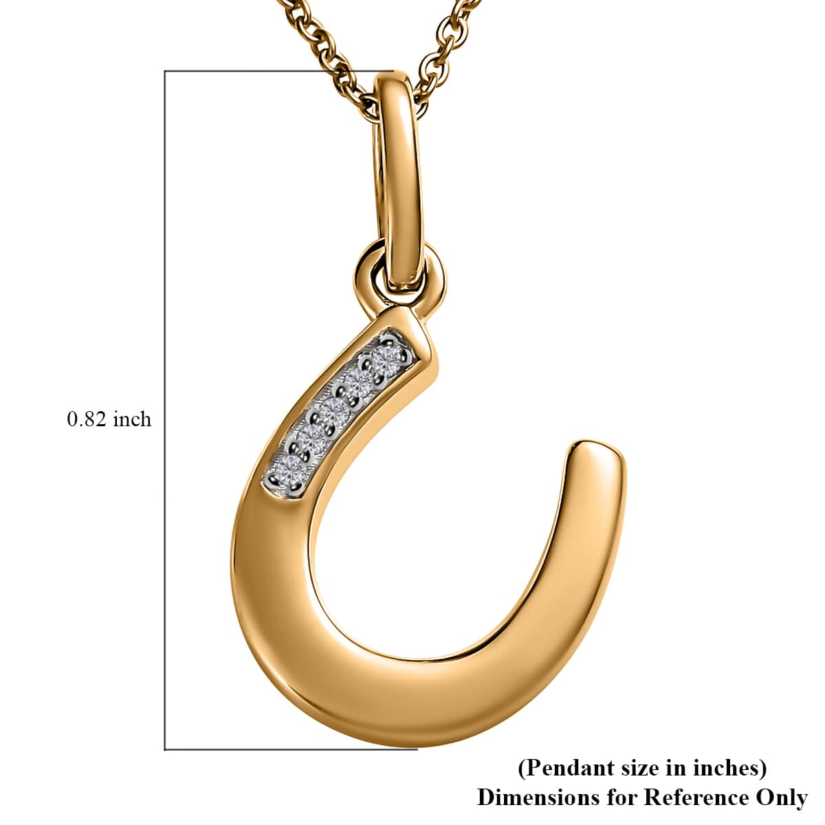14K Yellow Gold White Diamond Accent Lucky Horseshoe Pendant Necklace 18 Inches image number 5