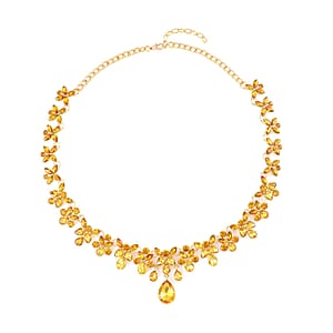 Champagne Color Austrian Crystal Dangle Earrings and Necklace 20-22 Inches in Goldtone