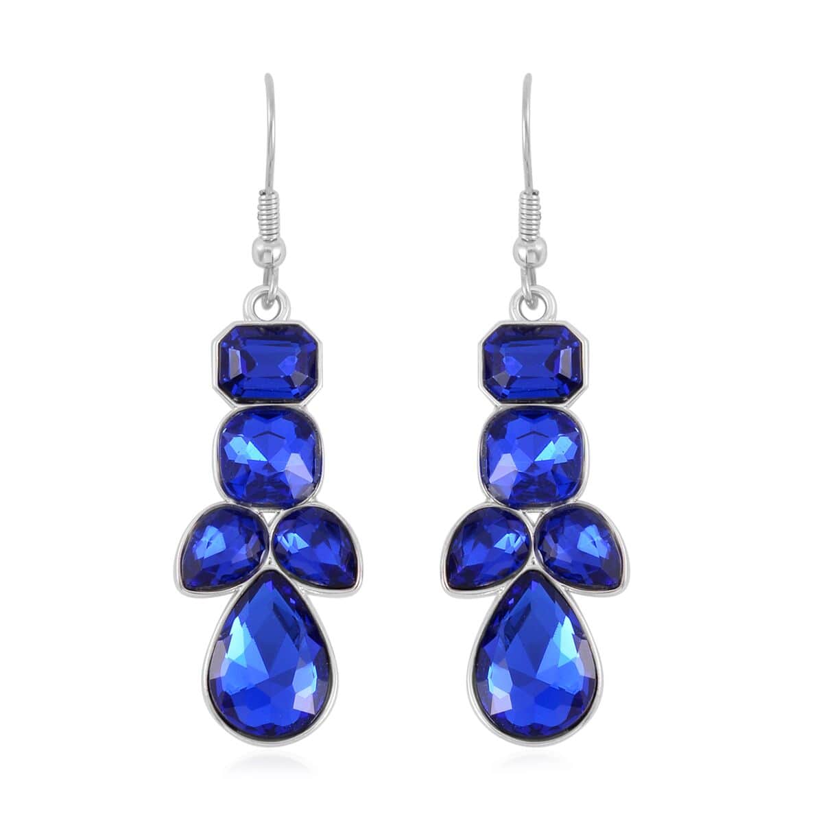 Blue Mystic Austrian Crystal Necklace 20-23 Inches and Dangle Earrings in Silvertone image number 5