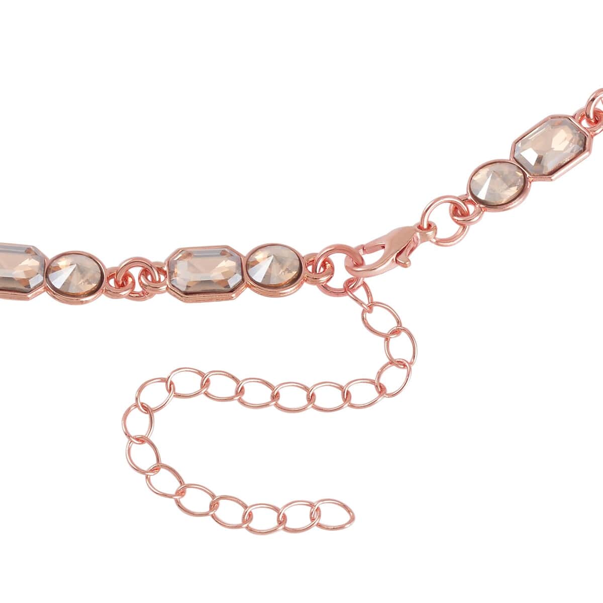 Champagne Austrian Crystal Necklace 20-23 Inches and Dangle Earrings in Rosetone image number 4