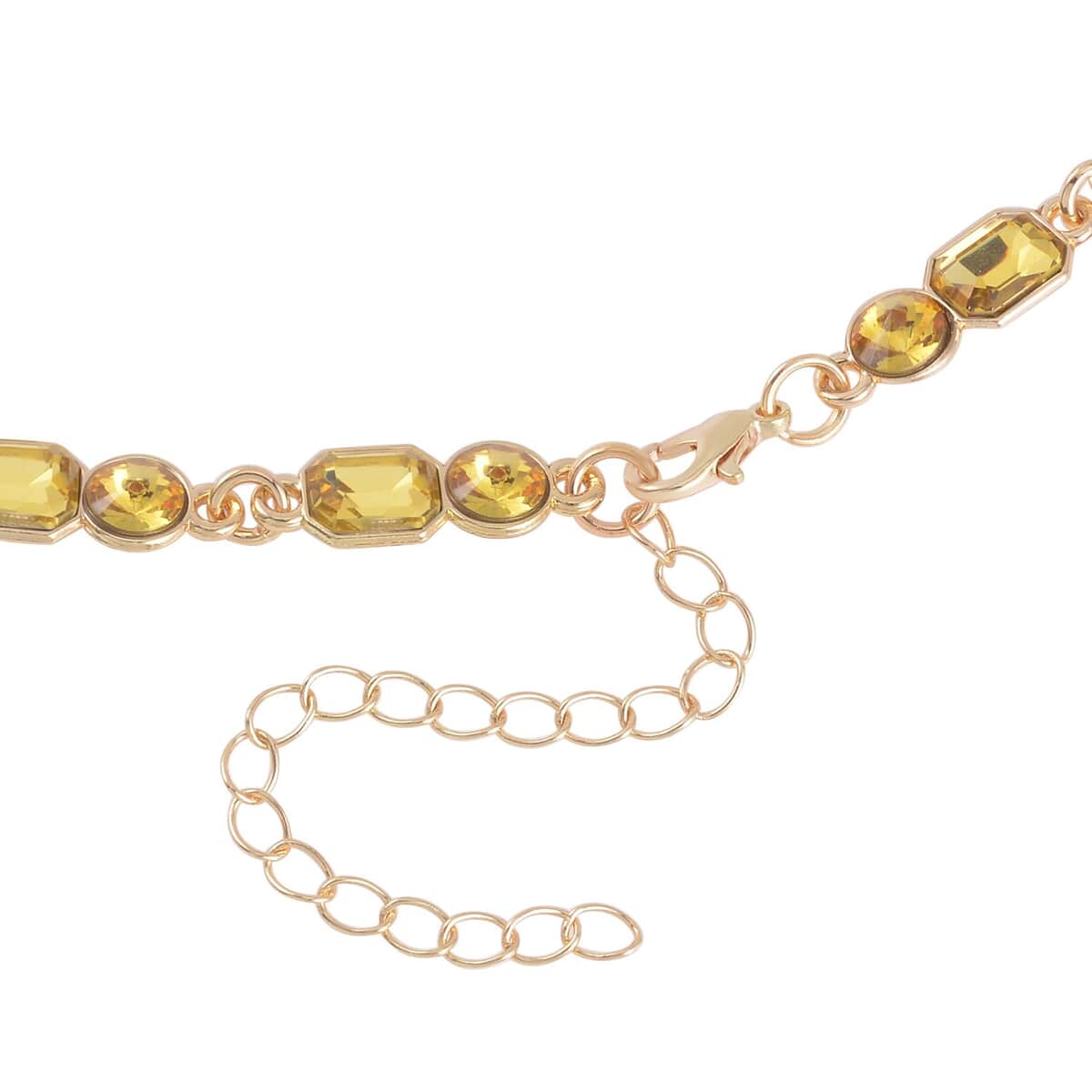 Yellow Austrian Crystal Necklace (20-23 Inches) and Dangle Earrings in Goldtone image number 4