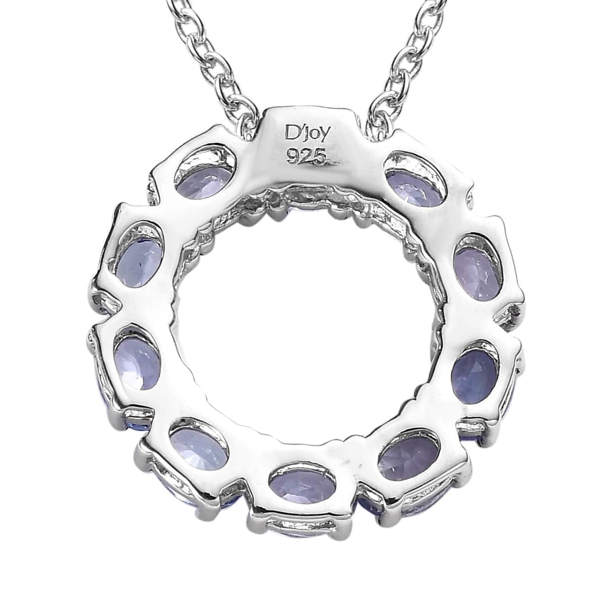 Tanzanite Circle Pendant Necklace 20 Inches in Platinum Over Sterling Silver 1.65 ctw image number 4