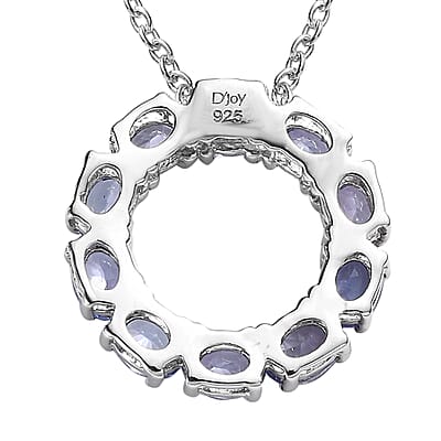 Tanzanite Circle Pendant Necklace 20 Inches in Platinum Over Sterling Silver 1.65 ctw