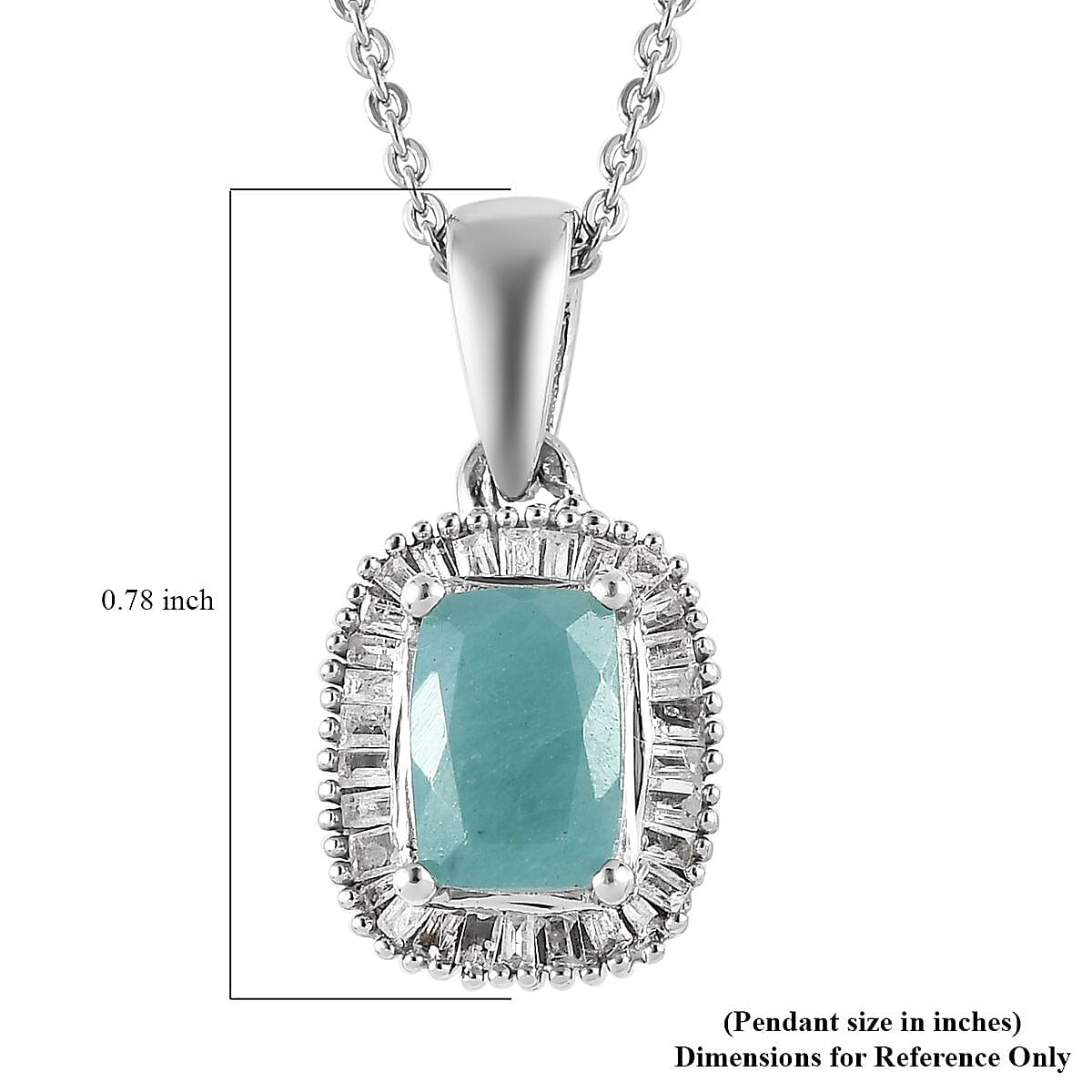 Grandidierite and Diamond Pendant Necklace 20 Inches in Platinum Over Sterling Silver 1.25 ctw image number 5