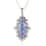 Tanzanite and White Zircon Elongated Pendant Necklace 20 Inches in Vermeil Yellow Gold and Platinum Over Sterling Silver 3.65 ctw