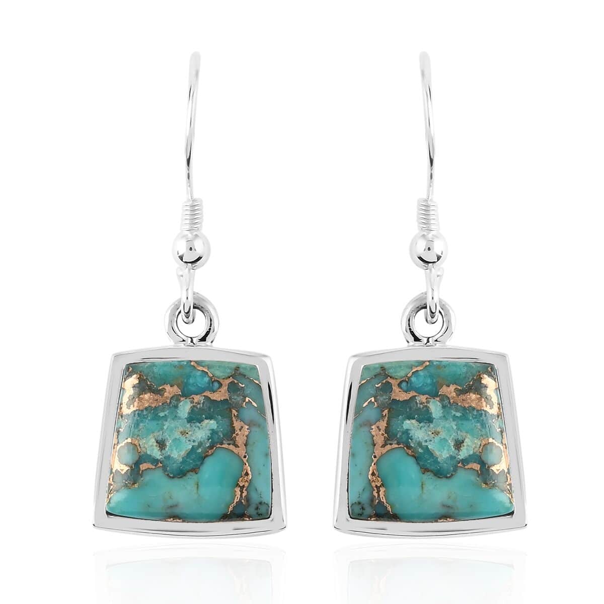 Santa Fe Style Mojave Turquoise Necklace 18 Inches and Earrings in Sterling Silver 250.00 ctw image number 5