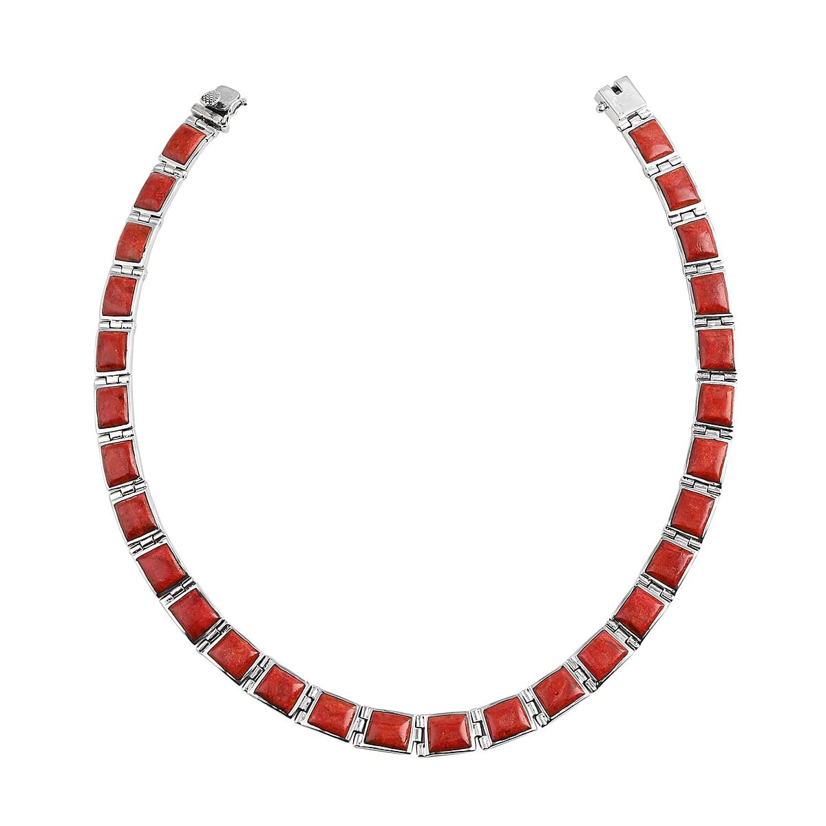 Santa Fe Style Coral Necklace 18 Inches and Earrings in Sterling Silver image number 2
