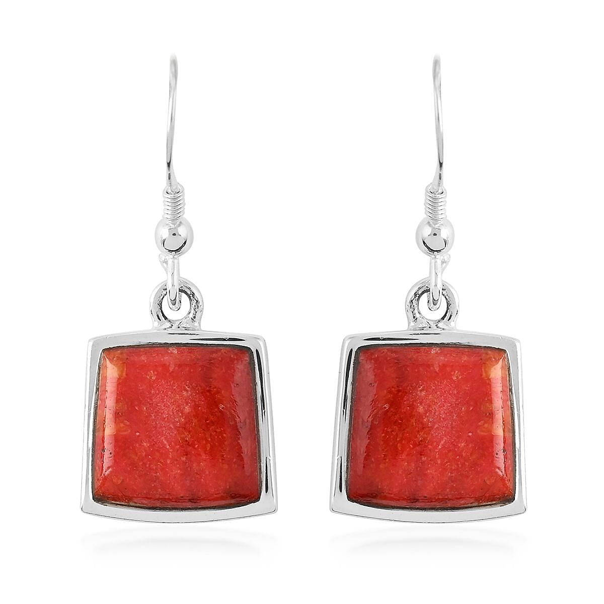 Santa Fe Style Coral Necklace 18 Inches and Earrings in Sterling Silver image number 4