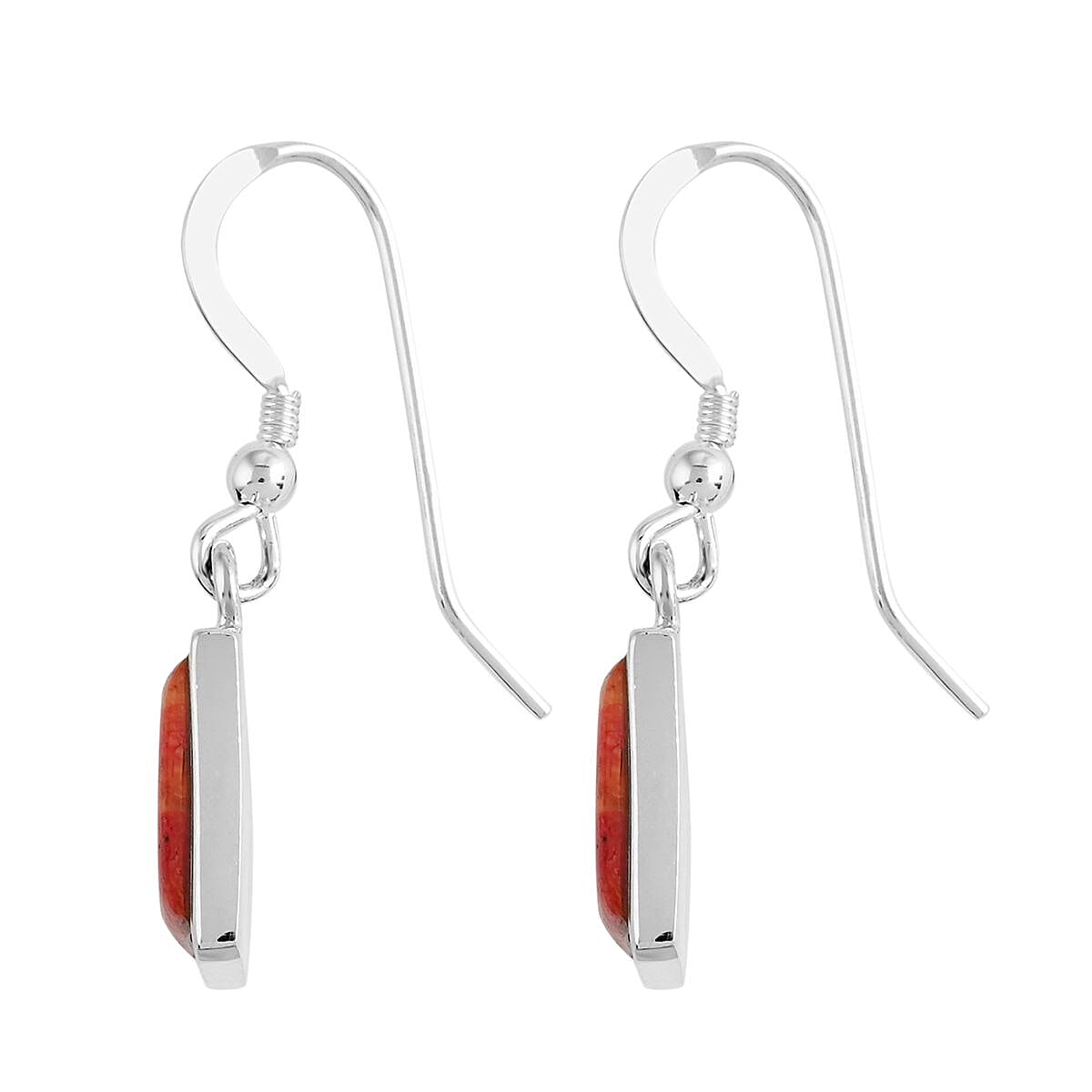 Santa Fe Style Coral Necklace 18 Inches and Earrings in Sterling Silver image number 5