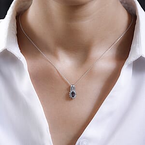 Tanzanian Lavender Spinel and White Zircon Sunburst Pendant Necklace 20 Inches in Platinum Over Sterling Silver 1.00 ctw