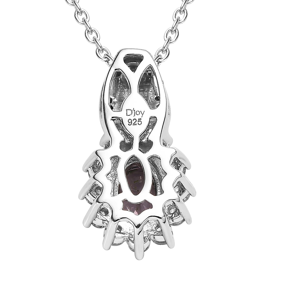 Tanzanian Lavender Spinel and White Zircon Sunburst Pendant Necklace 20 Inches in Platinum Over Sterling Silver 1.00 ctw