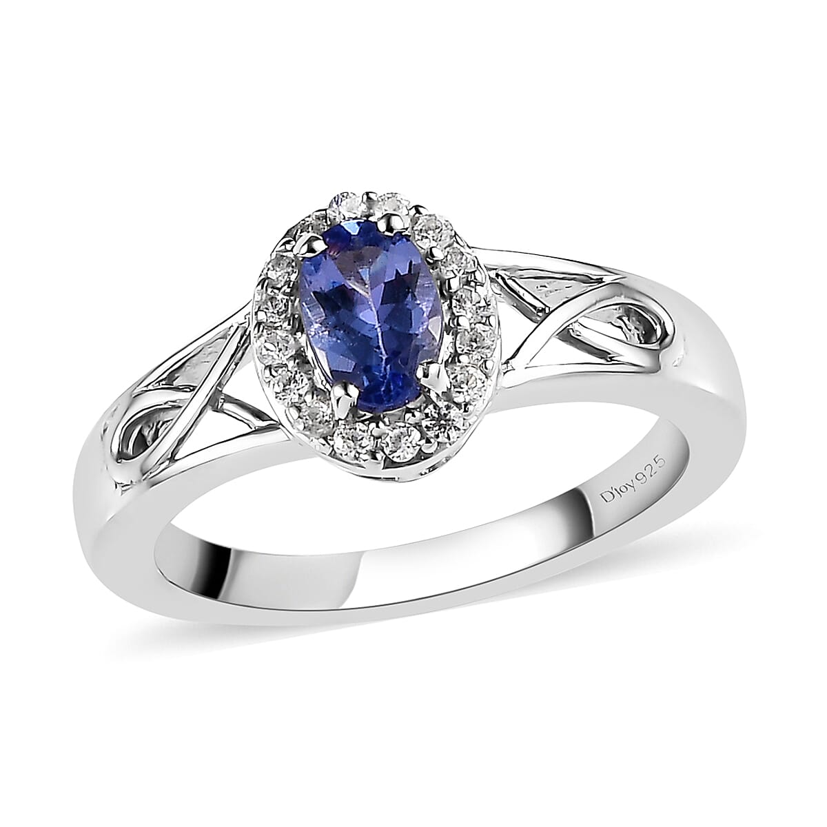 Tanzanite and White Zircon Ring (Size 5.0) and Pendant Necklace 20 Inches in Platinum Over Sterling Silver 1.15 ctw