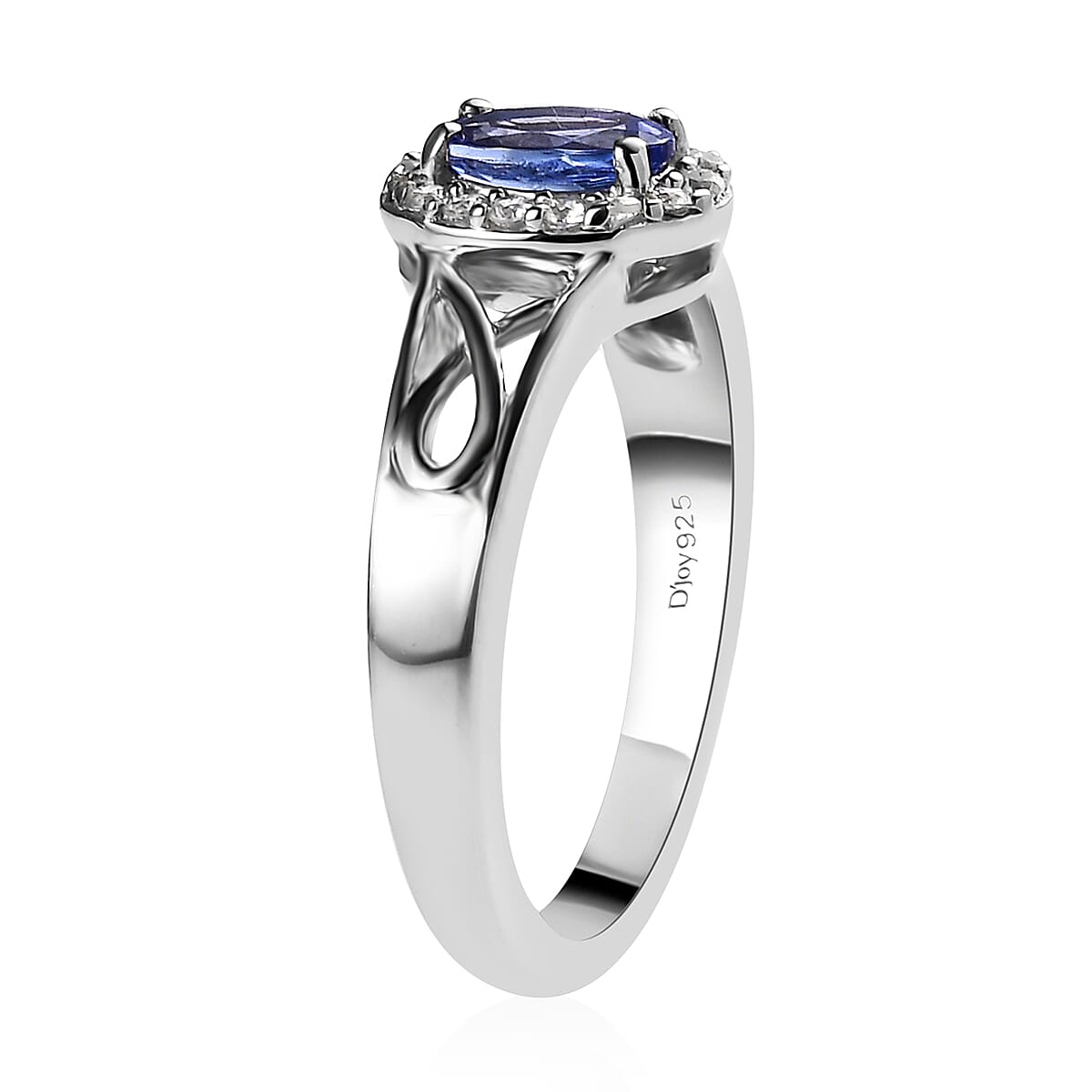 Tanzanite and White Zircon Ring (Size 5.0) and Pendant Necklace 20 Inches in Platinum Over Sterling Silver 1.15 ctw