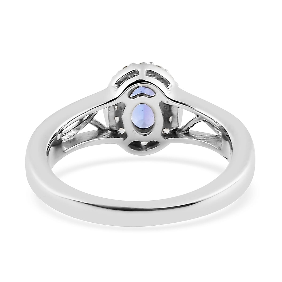 Tanzanite and White Zircon Ring (Size 5.0) and Pendant Necklace 20 Inches in Platinum Over Sterling Silver 1.15 ctw