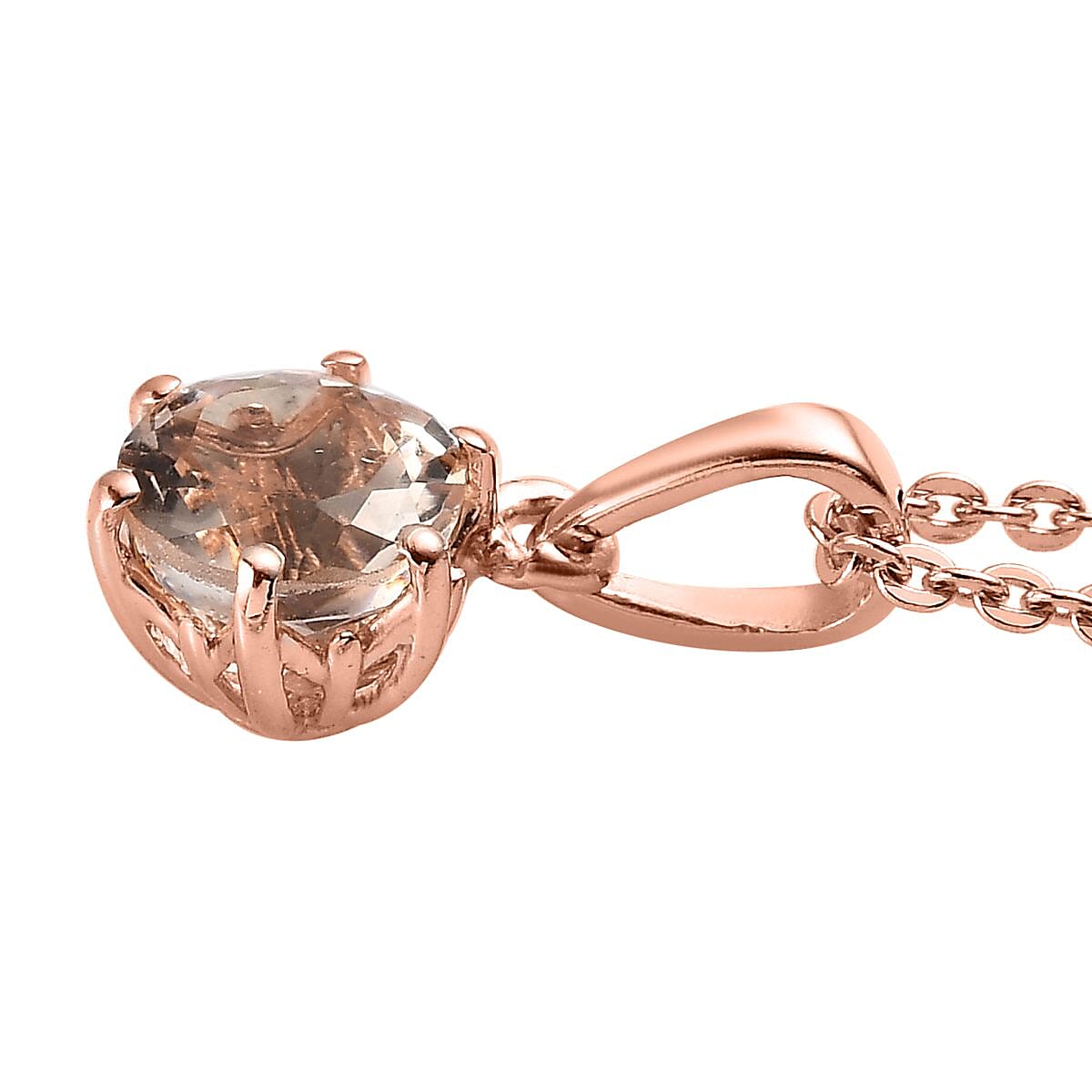 Marropino Morganite Solitaire Ring , Stud Earrings and Pendant Necklace 20 Inches in Vermeil Rose Gold Over Sterling Silver 2.00 ctw image number 5