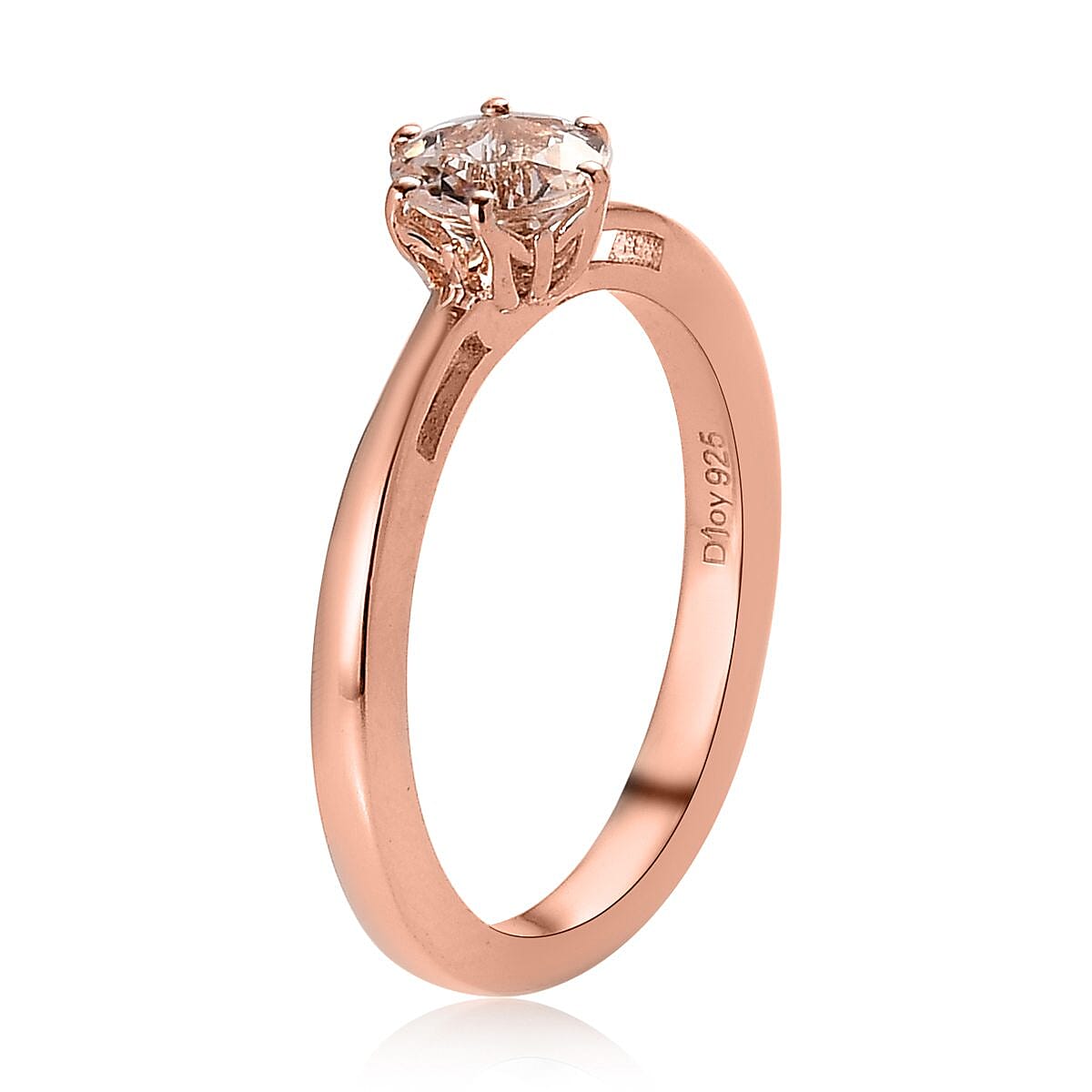 Marropino Morganite Solitaire Ring (Size 8.0), Stud Earrings and Pendant Necklace 20 Inches in Vermeil Rose Gold Over Sterling Silver 2.00 ctw image number 3