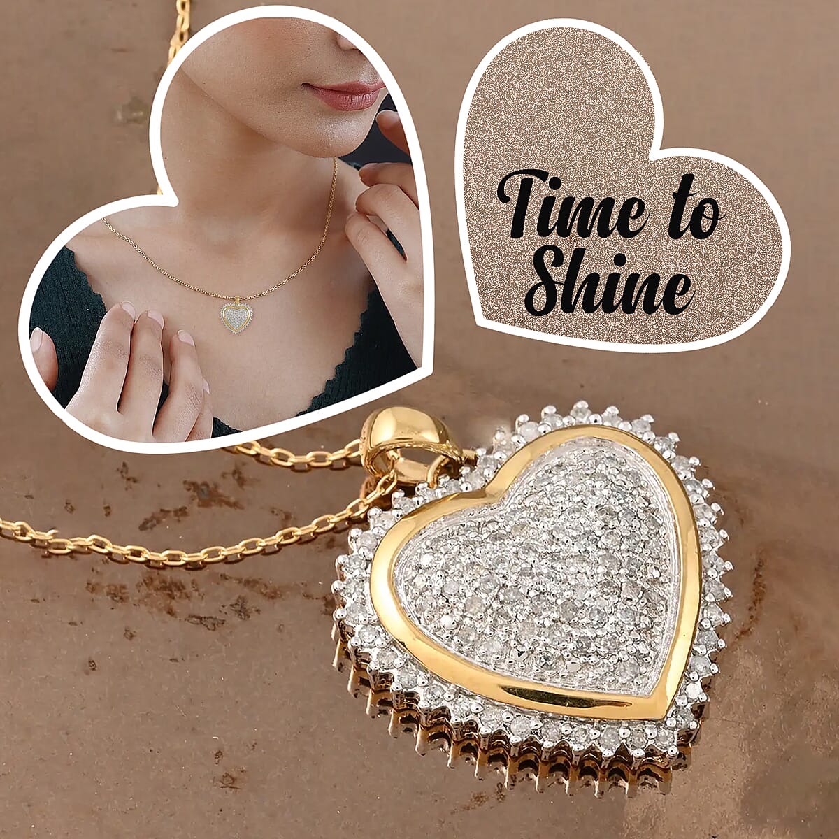 Ankur Treasure Chest Diamond Pendant Necklace , Diamond Heart Pendant , Heart Shaped Jewelry, Sterling Silver Pendant Necklace , 18 Inches Necklace , Princess Length Necklace 1.00 ctw image number 1