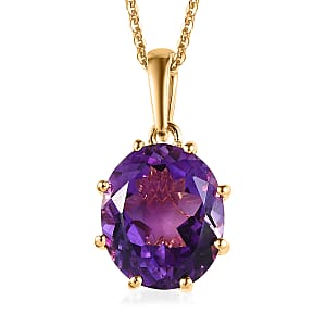 Premium Moroccan Amethyst Crown Pendant Necklace 20 Inches in Vermeil Yellow Gold Over Sterling Silver 4.50 ctw