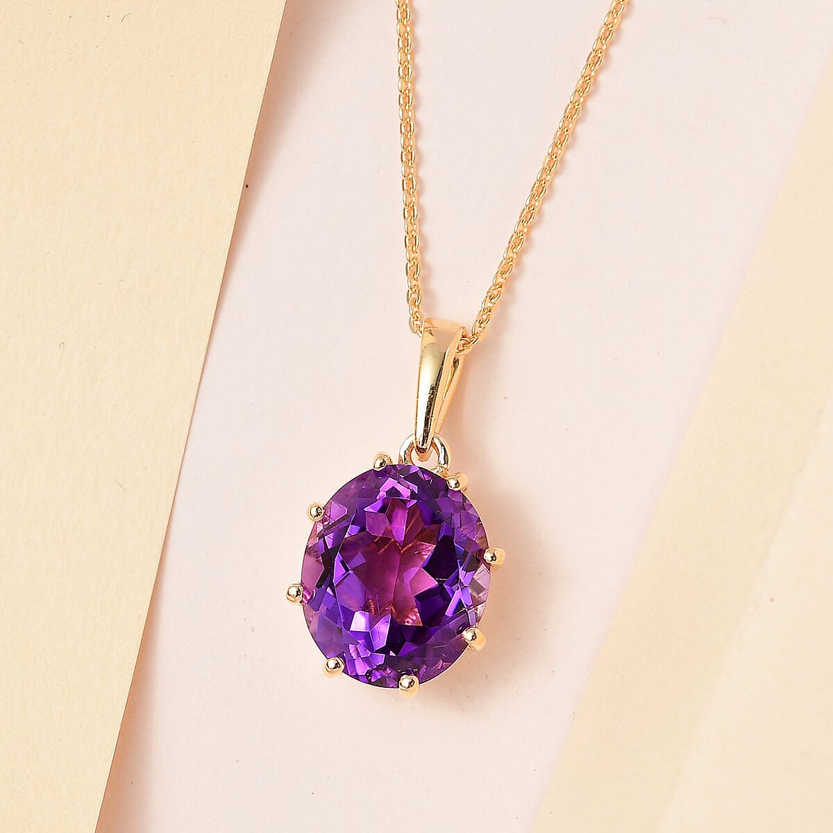 Premium Moroccan Amethyst Crown Pendant Necklace 20 Inches in Vermeil Yellow Gold Over Sterling Silver 4.50 ctw image number 1