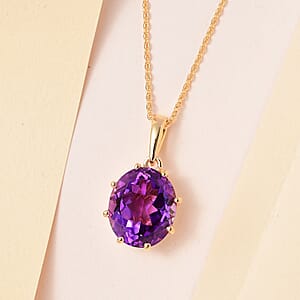 Premium Moroccan Amethyst Crown Pendant Necklace 20 Inches in Vermeil Yellow Gold Over Sterling Silver 4.50 ctw