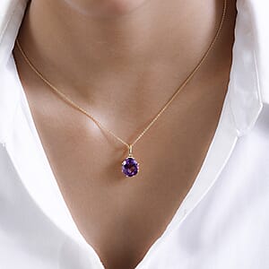 Premium Moroccan Amethyst Crown Pendant Necklace 20 Inches in Vermeil Yellow Gold Over Sterling Silver 4.50 ctw