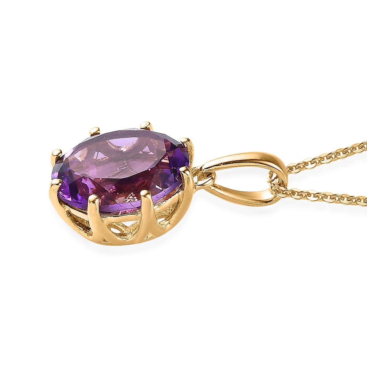 Premium Moroccan Amethyst Crown Pendant Necklace 20 Inches in Vermeil Yellow Gold Over Sterling Silver 4.50 ctw image number 3