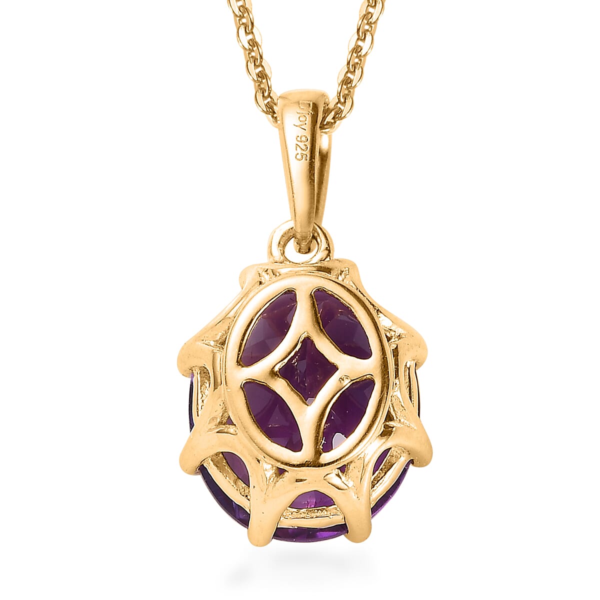 Premium Moroccan Amethyst Crown Pendant Necklace 20 Inches in Vermeil Yellow Gold Over Sterling Silver 4.50 ctw image number 4