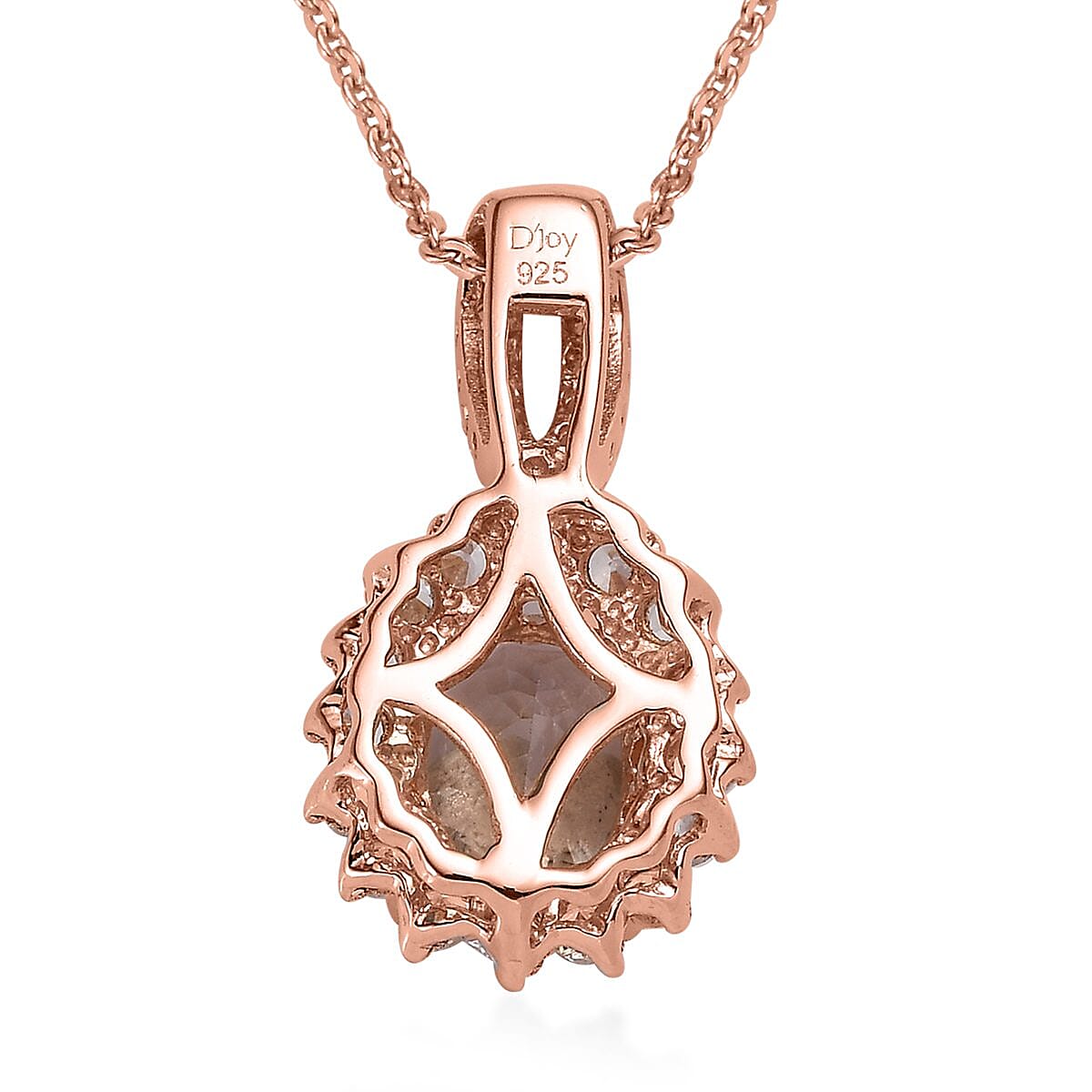 Pink Morganite and Multi Gemstone Floral Pendant Necklace 20 Inches in Vermeil Rose Gold Over Sterling Silver 1.85 ctw