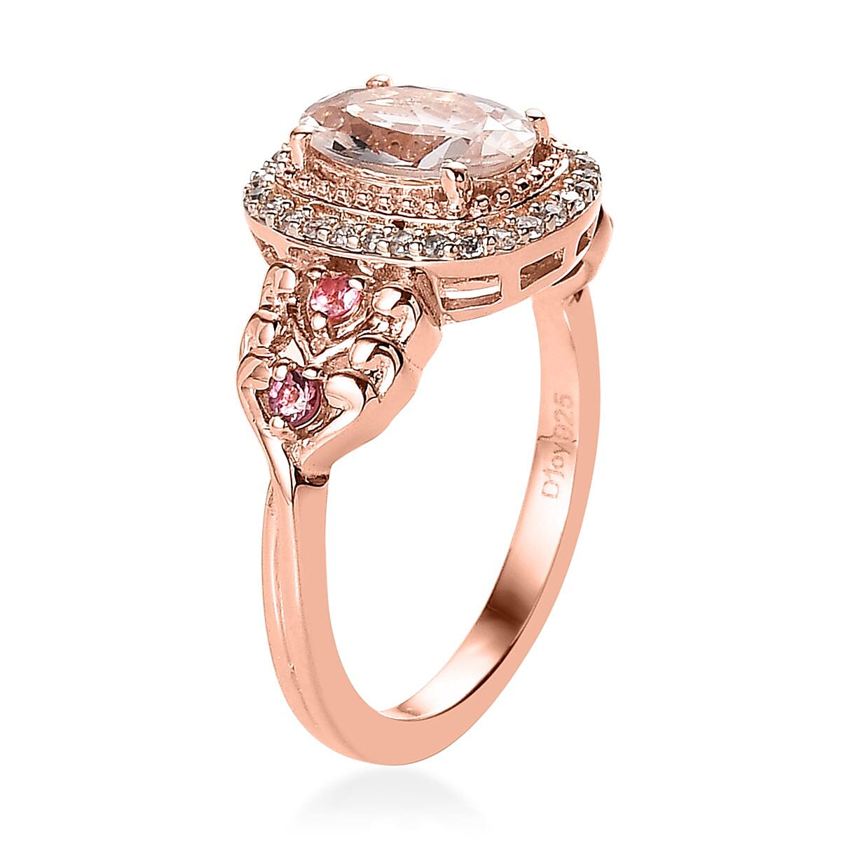 Pink Morganite and Multi Gemstone Ring (Size 10.0) and Pendant Necklace 20 Inches in Vermeil Rose Gold Over Sterling Silver 2.60 ctw