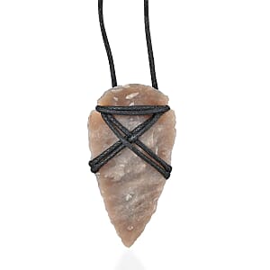 Agate Arrowhead Wrapped Pendant Necklace 30 Inches in Silvertone 14.60 ctw