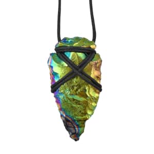 Drusy Rainbow Plated 14.00 ctw Arrowhead Pendant Necklace 30 Inches